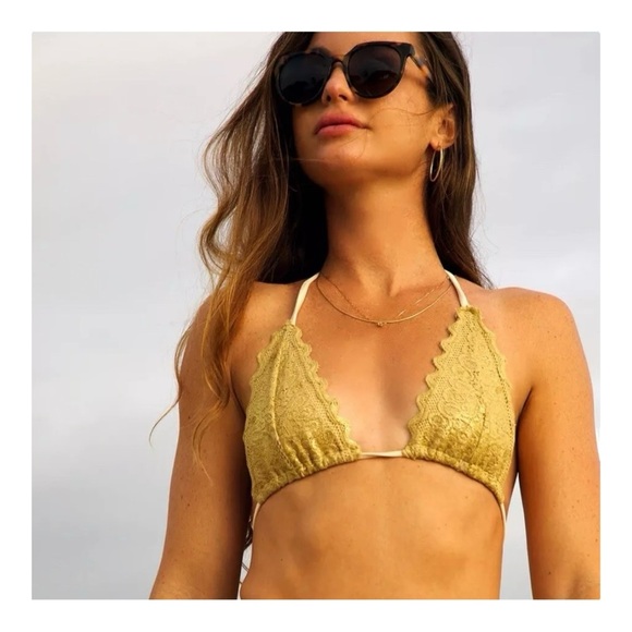 Nightcap Swim Free People Golden Hour Lace Bikini Top - Picture 1 of 7